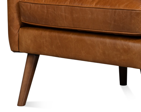 Sarreid Patron Highback Leather Chair In Elegant Cuba Brown – Luxurious Comfort With Sturdy Wood Frame Brown  54070