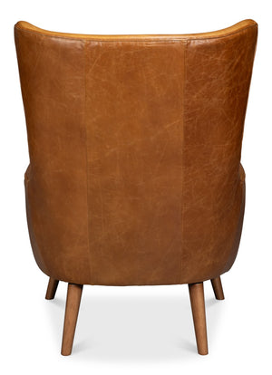 Sarreid Patron Highback Leather Chair In Elegant Cuba Brown – Luxurious Comfort With Sturdy Wood Frame Brown  54070