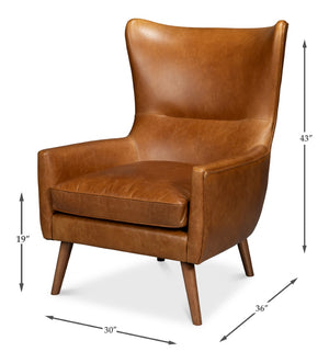 Sarreid Patron Highback Leather Chair In Elegant Cuba Brown – Luxurious Comfort With Sturdy Wood Frame Brown  54070
