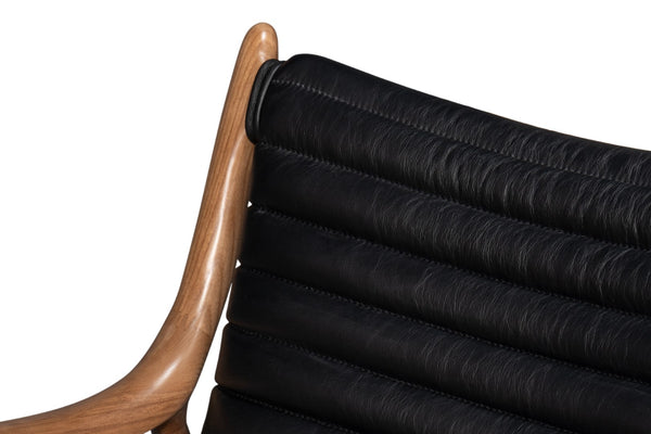 Sarreid Singletary Leather Chair - Luxurious Onyx Black Upholstery With Elegant Wood Accents For Comfort Black  54071