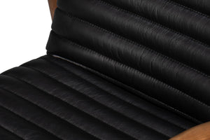 Sarreid Singletary Leather Chair - Luxurious Onyx Black Upholstery With Elegant Wood Accents For Comfort Black  54071