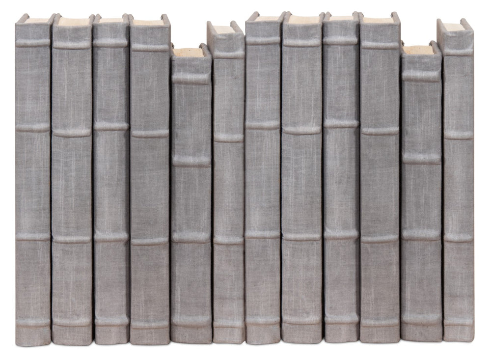 Sarreid Heather Gray Linen Books Set Of 12 – Stylish Assorted Sizes With Stitched Closure For Home Decor Grey  54073