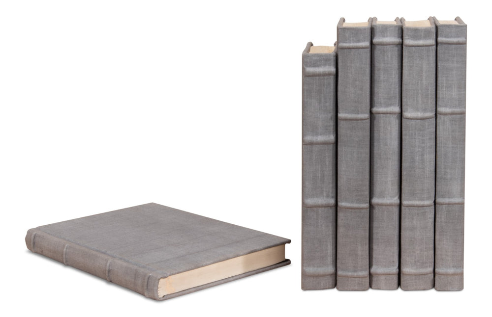 Sarreid Heather Gray Linen Books Set Of 12 – Stylish Assorted Sizes With Stitched Closure For Home Decor Grey  54073