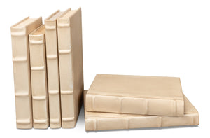Sarreid Books Set Of 12 Antique White Leather Decorative Books For Home Or Office Stylish Decor White  54075