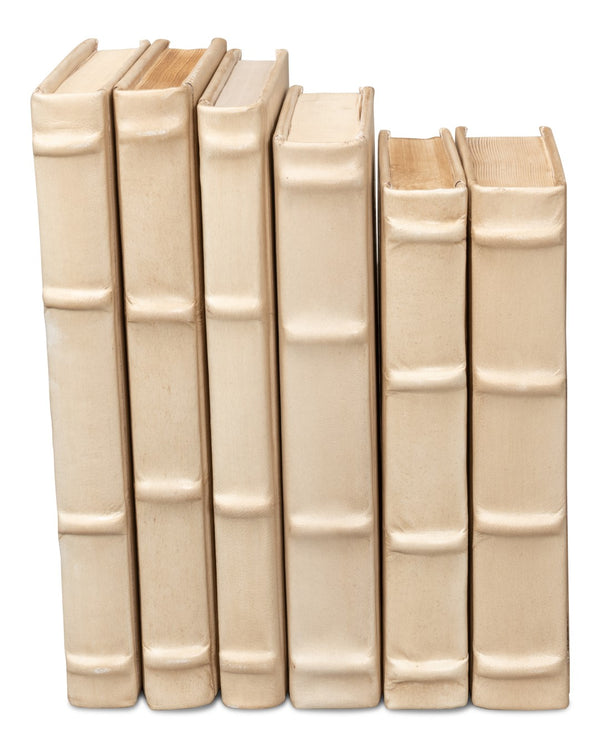 Sarreid Books Set Of 12 Antique White Leather Decorative Books For Home Or Office Stylish Decor White  54075