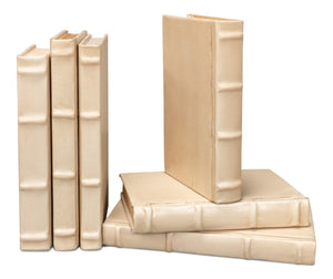 Sarreid Books Set Of 12 Antique White Leather Decorative Books For Home Or Office Stylish Decor White  54075