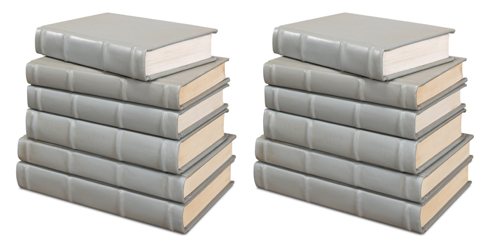 Sarreid Books Set Of 12 Antique Grey Leather Decor - Elegant Vintage-style Collection For Home & Office Grey  54076