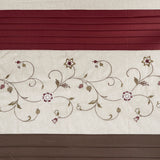 Madison Park Serene Transitional Faux Silk Embroidered Floral Shower Curtain MP70-644 Red