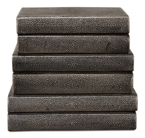 Sarreid Shagreen Books Set Of 12 – Elegant Antique Grey Faux Leather Decor For Home Or Office Styling Grey  54077-1