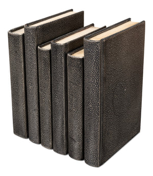 Sarreid Shagreen Books Set Of 12 – Elegant Antique Grey Faux Leather Decor For Home Or Office Styling Grey  54077-1