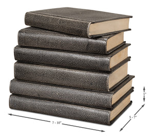 Sarreid Shagreen Books Set Of 12 – Elegant Antique Grey Faux Leather Decor For Home Or Office Styling Grey  54077-1