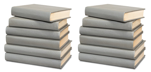 Sarreid Shagreen Books Set Of 12 - Elegant Storm Grey Faux Leather Decor For Home And Office Styling Grey  54077-2