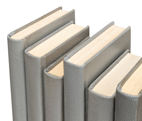 Sarreid Shagreen Books Set Of 12 - Elegant Storm Grey Faux Leather Decor For Home And Office Styling Grey  54077-2