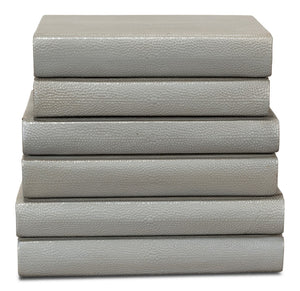 Sarreid Shagreen Books Set Of 12 - Elegant Storm Grey Faux Leather Decor For Home And Office Styling Grey  54077-2