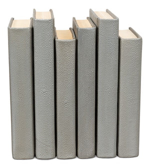 Sarreid Shagreen Books Set Of 12 - Elegant Storm Grey Faux Leather Decor For Home And Office Styling Grey  54077-2