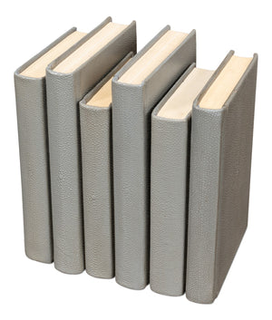 Sarreid Shagreen Books Set Of 12 - Elegant Storm Grey Faux Leather Decor For Home And Office Styling Grey  54077-2