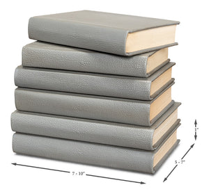 Sarreid Shagreen Books Set Of 12 - Elegant Storm Grey Faux Leather Decor For Home And Office Styling Grey  54077-2