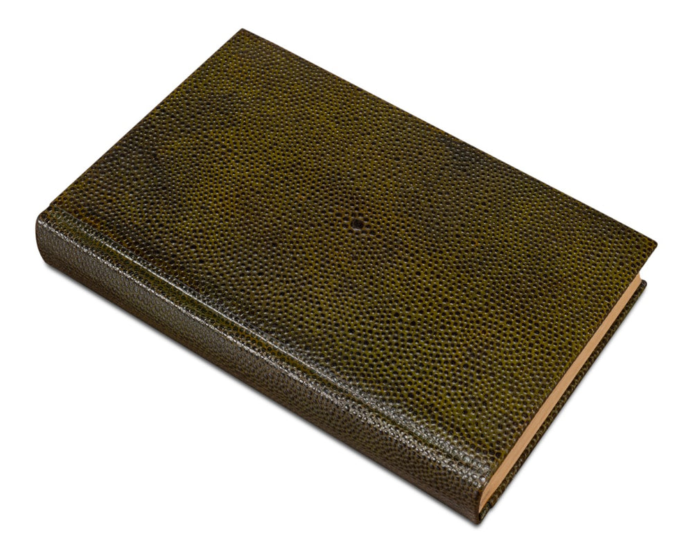 Sarreid Shagreen Books Set Of 12 In Assorted Sizes - Elegant Shagreen Leather Design For Stylish Decor Green  54077-3