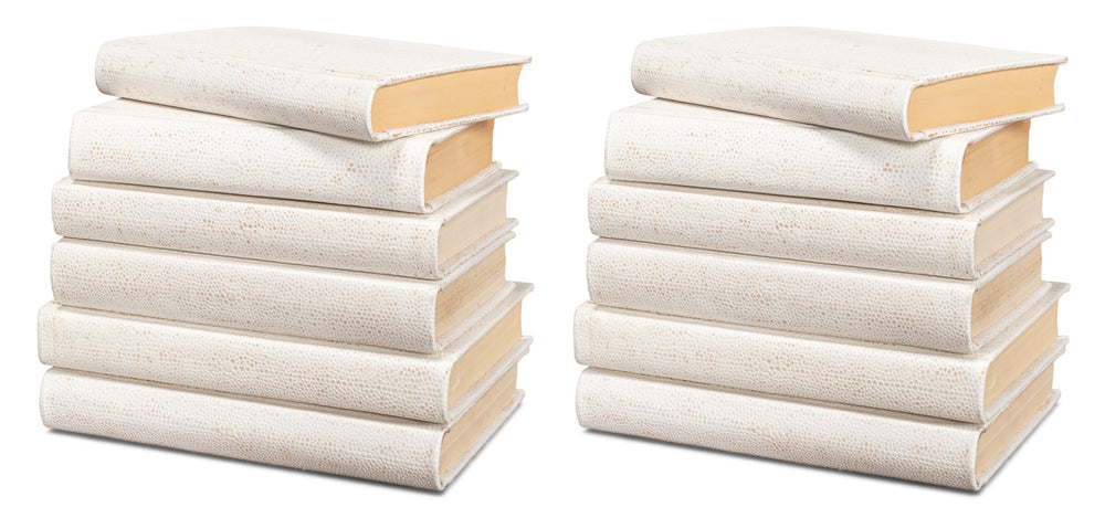 Sarreid Shagreen Books Set Of 12 - Elegant Osprey White Collection With Assorted Sizes For Stylish Decor White  54077-4