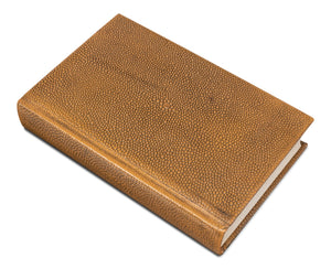 Sarreid Shagreen Books Set Of 12 - Elegant Tawny Brown Decorative Leatherbound Collection For Home Styling Brown  54077-5