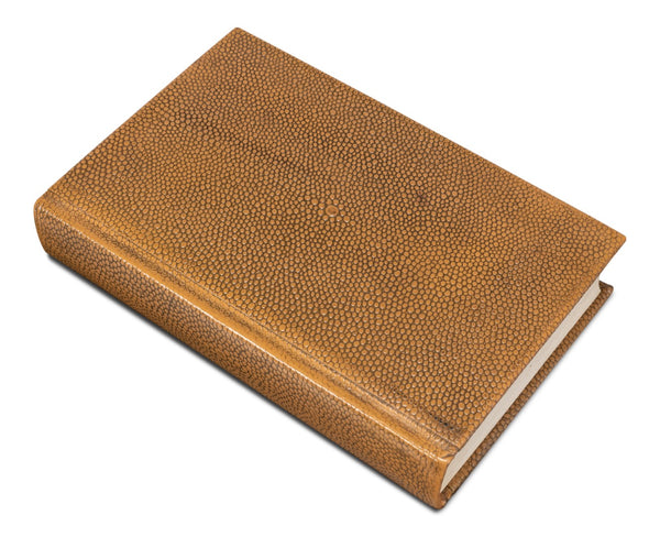 Sarreid Shagreen Books Set Of 12 - Elegant Tawny Brown Decorative Leatherbound Collection For Home Styling Brown  54077-5