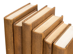 Sarreid Shagreen Books Set Of 12 - Elegant Tawny Brown Decorative Leatherbound Collection For Home Styling Brown  54077-5