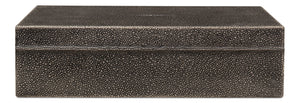 Sarreid Gatsburg Shagreen Box Set In Antique Grey Finish - Elegant Leather & Paper Liner For Stylish Storage Grey  54078-1