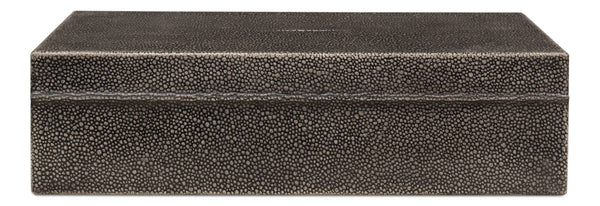 Sarreid Gatsburg Shagreen Box Set In Antique Grey Finish - Elegant Leather & Paper Liner For Stylish Storage Grey  54078-1