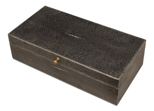 Sarreid Gatsburg Shagreen Box Set In Antique Grey Finish - Elegant Leather & Paper Liner For Stylish Storage Grey  54078-1