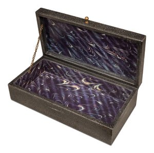 Sarreid Gatsburg Shagreen Box Set In Antique Grey Finish - Elegant Leather & Paper Liner For Stylish Storage Grey  54078-1