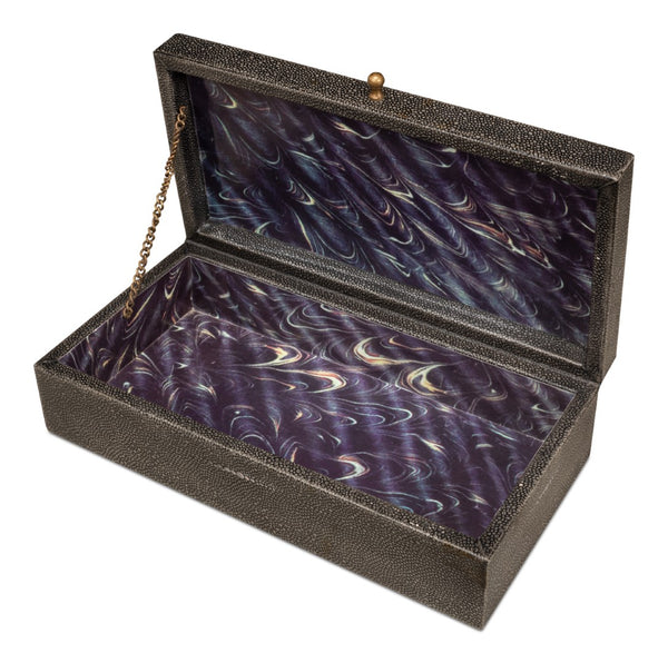 Sarreid Gatsburg Shagreen Box Set In Antique Grey Finish - Elegant Leather & Paper Liner For Stylish Storage Grey  54078-1
