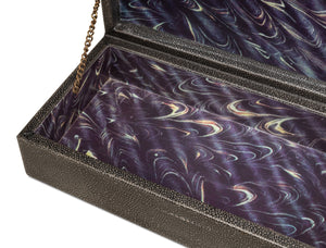 Sarreid Gatsburg Shagreen Box Set In Antique Grey Finish - Elegant Leather & Paper Liner For Stylish Storage Grey  54078-1