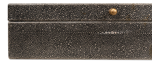 Sarreid Gatsburg Shagreen Box Set In Antique Grey Finish - Elegant Leather & Paper Liner For Stylish Storage Grey  54078-1
