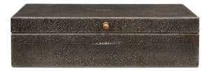 Sarreid Gatsburg Shagreen Box Set In Antique Grey Finish - Elegant Leather & Paper Liner For Stylish Storage Grey  54078-1