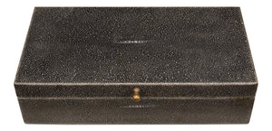 Sarreid Gatsburg Shagreen Box Set In Antique Grey Finish - Elegant Leather & Paper Liner For Stylish Storage Grey  54078-1