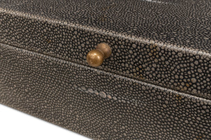 Sarreid Gatsburg Shagreen Box Set In Antique Grey Finish - Elegant Leather & Paper Liner For Stylish Storage Grey  54078-1