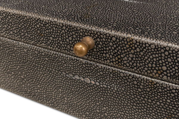 Sarreid Gatsburg Shagreen Box Set In Antique Grey Finish - Elegant Leather & Paper Liner For Stylish Storage Grey  54078-1