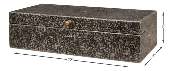 Sarreid Gatsburg Shagreen Box Set In Antique Grey Finish - Elegant Leather & Paper Liner For Stylish Storage Grey  54078-1
