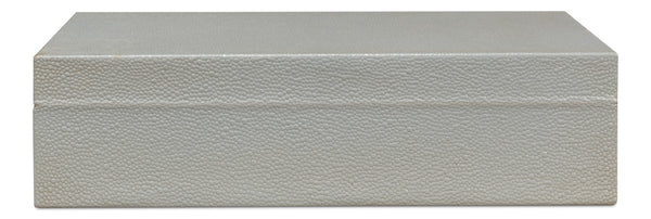 Sarreid Gatsburg Shagreen Box Set In Storm Grey - Elegant Leather Finish With Durable Paper Liner, S/2 Grey  54078-2