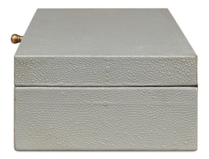 Sarreid Gatsburg Shagreen Box Set In Storm Grey - Elegant Leather Finish With Durable Paper Liner, S/2 Grey  54078-2