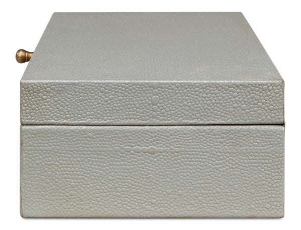 Sarreid Gatsburg Shagreen Box Set In Storm Grey - Elegant Leather Finish With Durable Paper Liner, S/2 Grey  54078-2
