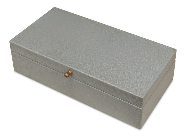 Sarreid Gatsburg Shagreen Box Set In Storm Grey - Elegant Leather Finish With Durable Paper Liner, S/2 Grey  54078-2