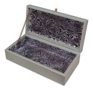 Sarreid Gatsburg Shagreen Box Set In Storm Grey - Elegant Leather Finish With Durable Paper Liner, S/2 Grey  54078-2