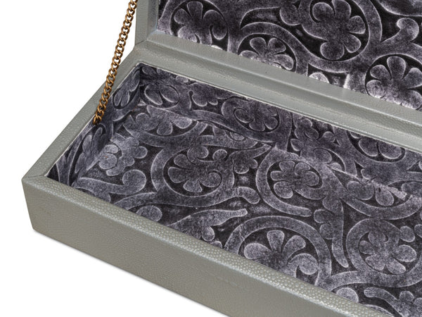 Sarreid Gatsburg Shagreen Box Set In Storm Grey - Elegant Leather Finish With Durable Paper Liner, S/2 Grey  54078-2