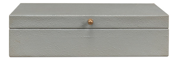 Sarreid Gatsburg Shagreen Box Set In Storm Grey - Elegant Leather Finish With Durable Paper Liner, S/2 Grey  54078-2