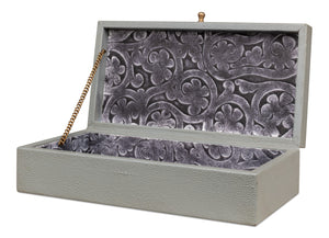 Sarreid Gatsburg Shagreen Box Set In Storm Grey - Elegant Leather Finish With Durable Paper Liner, S/2 Grey  54078-2