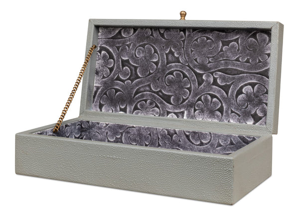 Sarreid Gatsburg Shagreen Box Set In Storm Grey - Elegant Leather Finish With Durable Paper Liner, S/2 Grey  54078-2