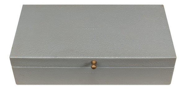 Sarreid Gatsburg Shagreen Box Set In Storm Grey - Elegant Leather Finish With Durable Paper Liner, S/2 Grey  54078-2