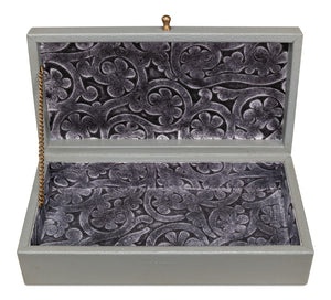 Sarreid Gatsburg Shagreen Box Set In Storm Grey - Elegant Leather Finish With Durable Paper Liner, S/2 Grey  54078-2