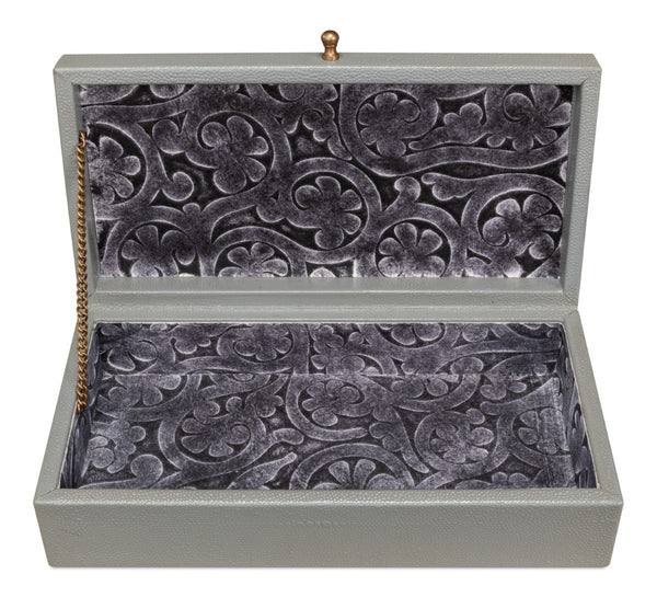 Sarreid Gatsburg Shagreen Box Set In Storm Grey - Elegant Leather Finish With Durable Paper Liner, S/2 Grey  54078-2